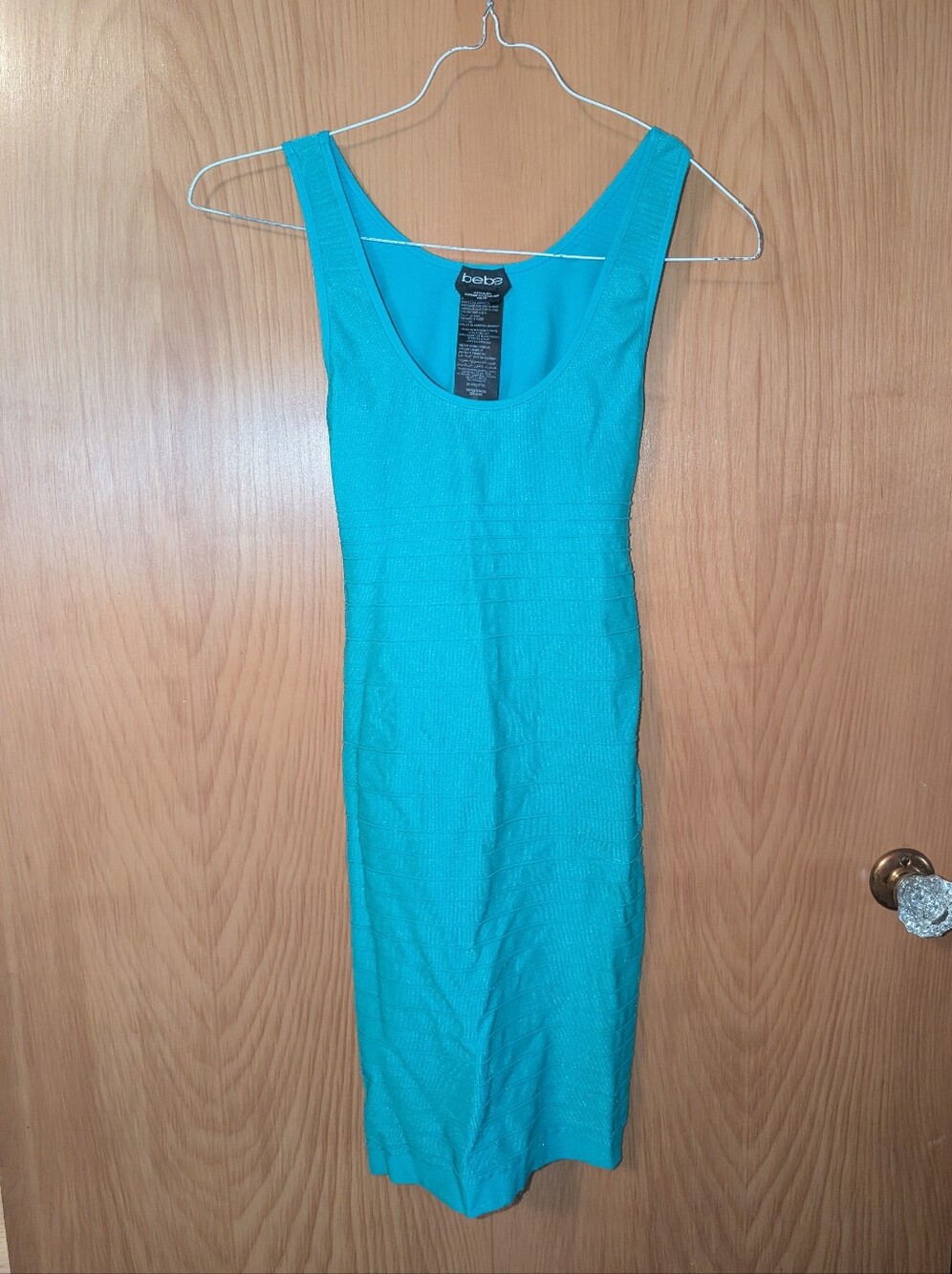 bebe Turquoise Scoop Neck Bodycon Midi Dress - Picture 2 of 5